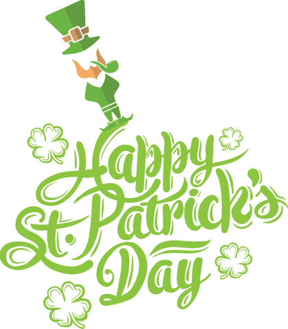 Happy saint patrick's day text with leprechaun png on transparent background