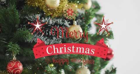 Festive Christmas Tree Decoration with Holiday Message - Download Free Stock Images Pikwizard.com