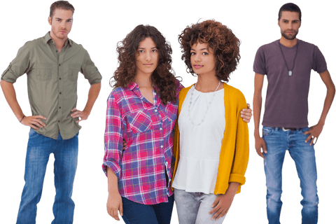 Group of Stylish Young Friends with Transparent Background
