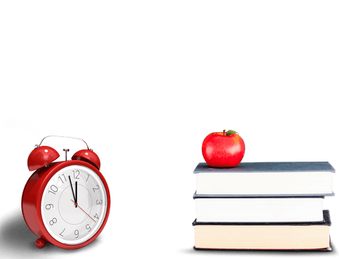 transparent school concept with red clock next to books and apple - Download Free Stock Videos Pikwizard.com