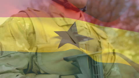 Composite of Soldier Overlaid with Ghana Flag Symbolizing Unity