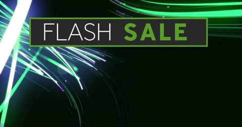 Green neon flash sale with dynamic light trails