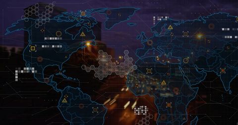Global Data Network Visualization Over Cityscape - Download Free Stock Images Pikwizard.com