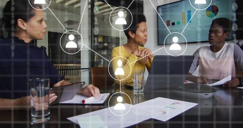 Network Overlaid on Diverse Corporate Meeting