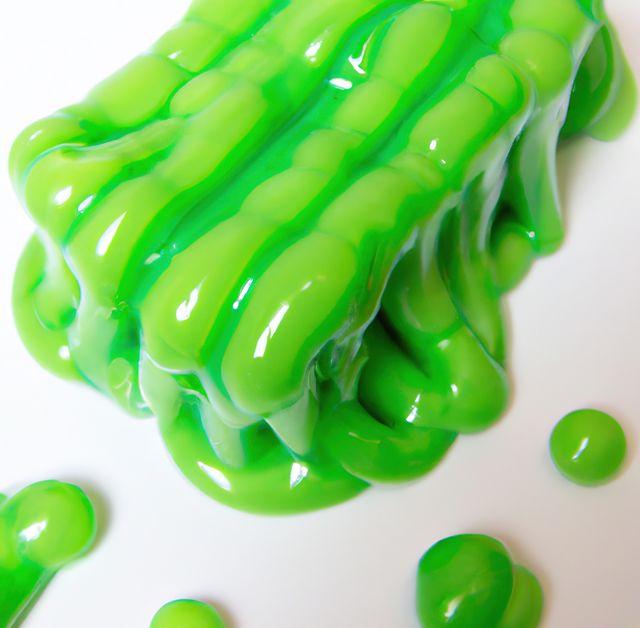 Close up of green slime on white background created using generative ai technology. Texture, color and pattern concept, digitally generated image.