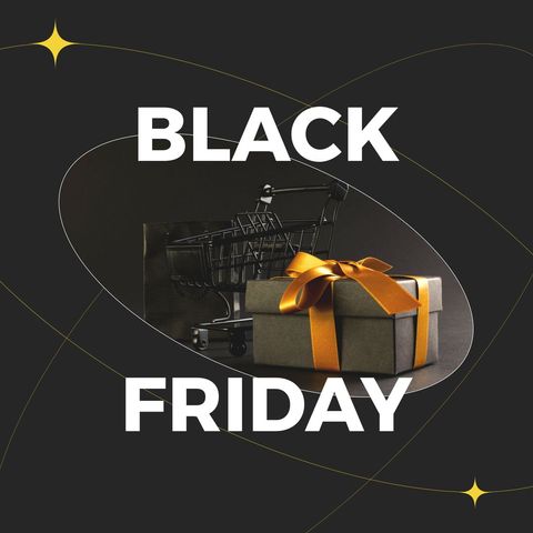 black friday shopping concept with gift and cart - Download Free Stock Templates Pikwizard.com