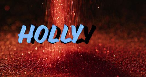 Festive HOLLY Text with Falling Red Glitter for Christmas Celebration - Download Free Stock Images Pikwizard.com