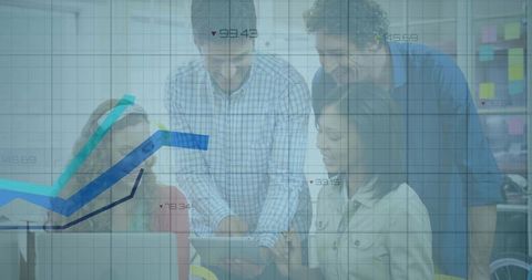 Collaborating Professionals Analyzing Charts in Modern Office