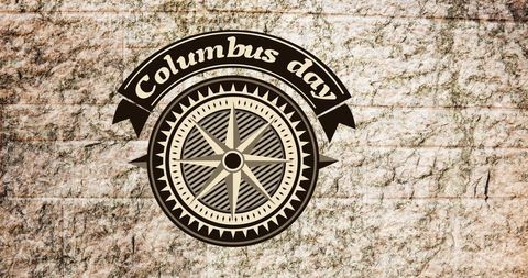 Columbus Day Compass Emblem on Stone Wall Design - Download Free Stock Images Pikwizard.com