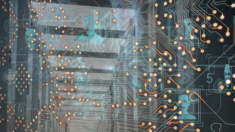 Digital Circuit Board Illustrating Global Data Flow