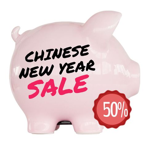 Chinese New Year Sale Piggy Bank Highlights Bargain Promotions - Download Free Stock Templates Pikwizard.com