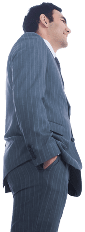 Asian Businessman Smiling Confidently in Suit on Transparent Background
