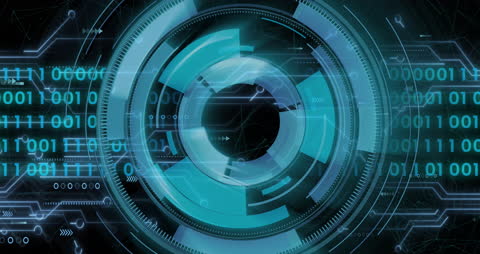 Futuristic Interface with Binary and Circuit Patterns