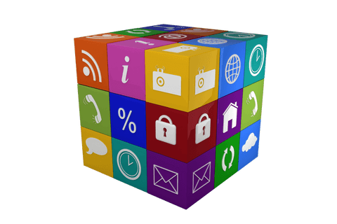 transparent vector cube with network icons and communication symbols - Download Free Stock Videos Pikwizard.com