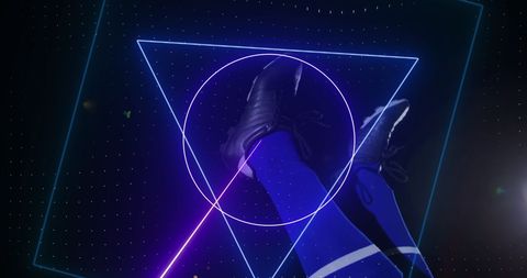 Dynamic Soccer Kick with Neon Geometric Shapes - Download Free Stock Images Pikwizard.com