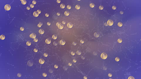 Digital Blockchain Network with Bitcoin Symbols