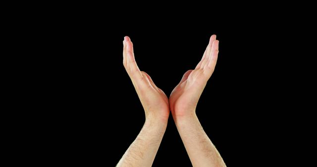 Hands Forming Open Gesture on Black Background - Download Free Stock Images Pikwizard.com