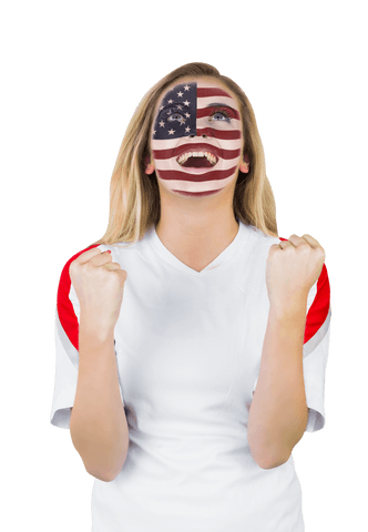 ecstatic fan with american flag face paint transparent background - Download Free Stock Videos Pikwizard.com