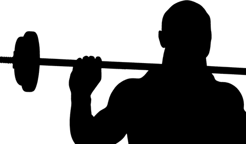Transparent silhouette of man lifting barbell for fitness design