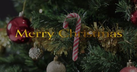 Festive Christmas Tree with Baubles and Candy Cane Decorations - Download Free Stock Images Pikwizard.com