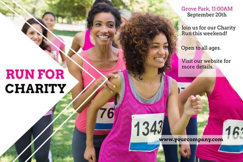diverse group running for charity in park event promo - Download Free Stock Templates Pikwizard.com