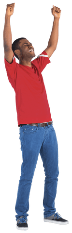 Transparent Football Fan Celebrating Victory with Raised Arms