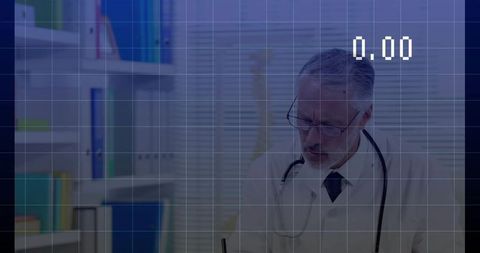 Doctor Writing Patient Notes with Stethoscope at Medical Office