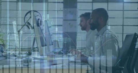 Business growth and teamwork in modern office with digital innovation