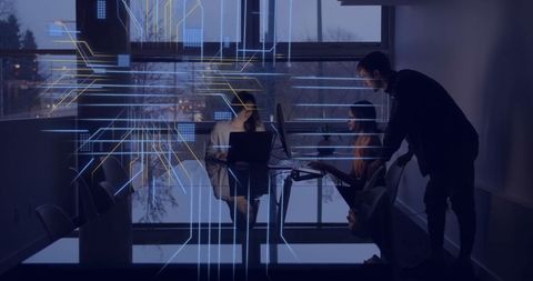 Digital Collaboration in Modern Office with Holographic Interface