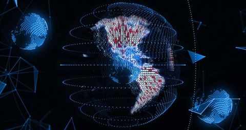 Digital globe with global connections network visualization