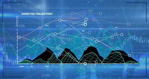 Futuristic Digital Data Analysis Display with Graph Indicators