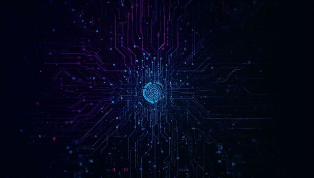 Glowing Fingerprint with Circuit Lines Illustrating Futuristic Cybersecurity