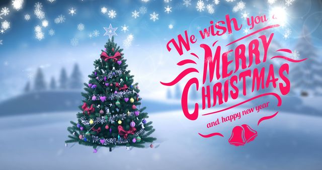 Christmas tree with merry christmas message during christmas time 4k