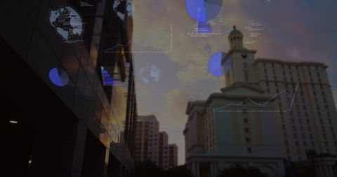 Digital Globalization Concepts with Urban Architectural Skyline