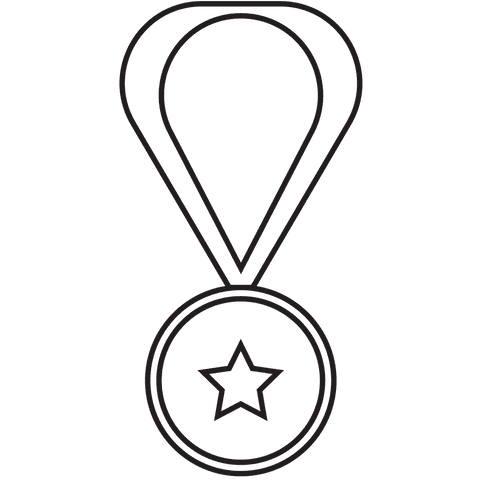 Black outline medal icon on transparent background