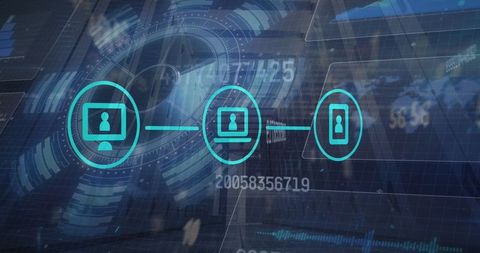 Futuristic digital connectivity with user interface icons