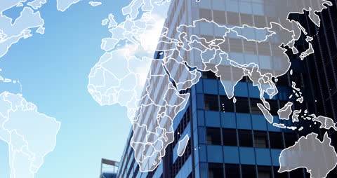 Global Business Concept with Digital City Overlay