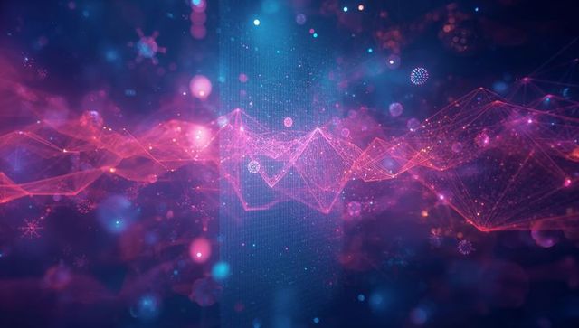 Futuristic Digital Mesh Wave with Glowing Particles