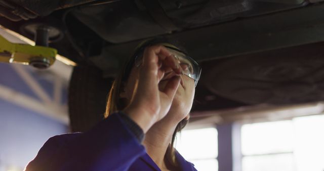 Mechanic in Workshop Inspecting Vehicle Undercarriage - Download Free Stock Images Pikwizard.com