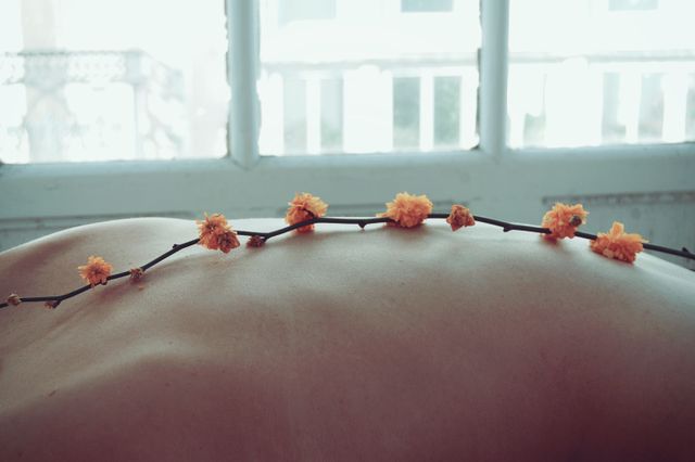 Tranquil Spa Treatment with Flowers on Back in Sunlit Room - Download Free Stock Photos Pikwizard.com