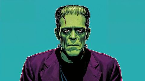 Classic frankenstein monster portrait in vivid modern style