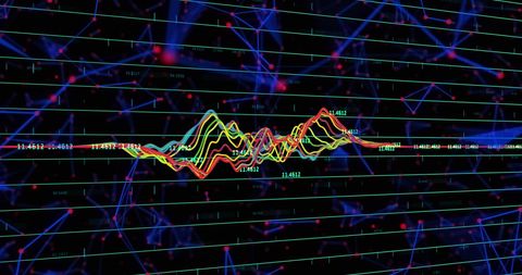 Financial Data and Network Connections Over Black Background - Download Free Stock Images Pikwizard.com