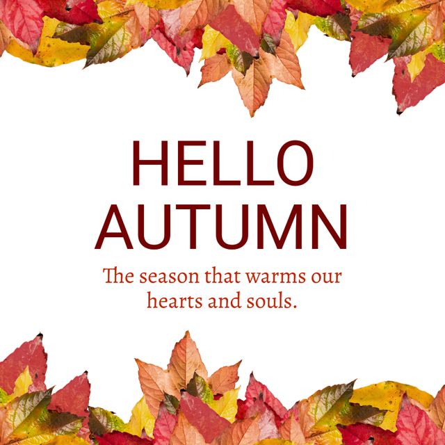 Autumn Welcome Message with Colorful Fall Leaves - Download Free Stock Templates Pikwizard.com