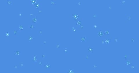 Digital Snowflakes Gently Falling on Blue Background