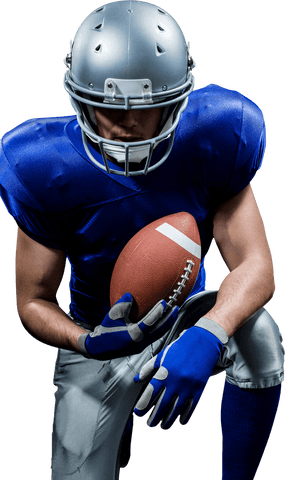 American football player with transparent background ready for action