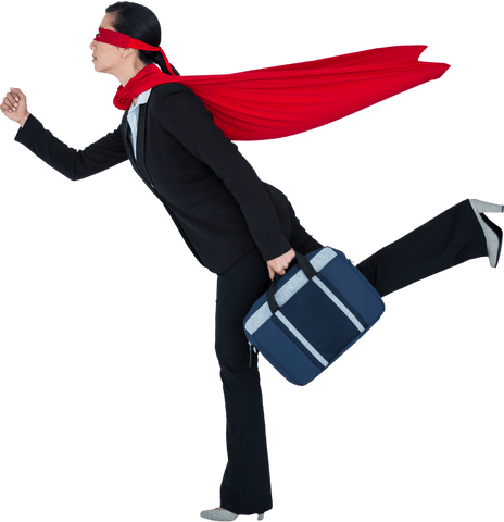 businesswoman running in suit with red cape transparent background - Download Free Stock Videos Pikwizard.com