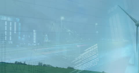 Sustainable Energy Solutions with Futuristic Data Overlay