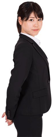 Smiling Asian Businesswoman Pose on Transparent Background