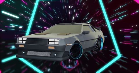 Futuristic Driverless Car with Neon Lights in Digital Interface - Download Free Stock Images Pikwizard.com