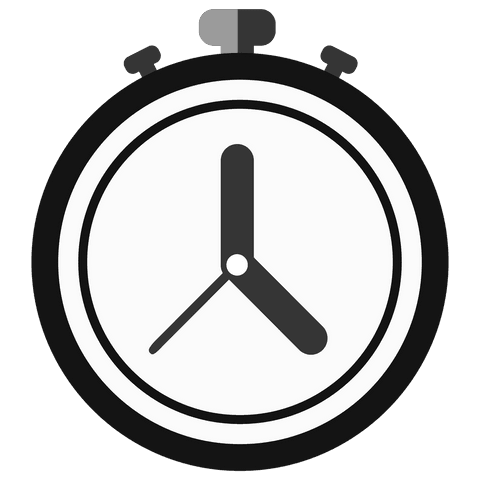 Black and white stopwatch illustration on transparent background